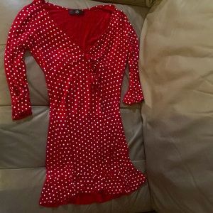 Red dress with White polka dots